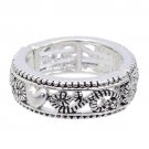 Stackable Stretch Ring Antique Silver Swirl SV Heart  RG00101-2H