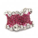 Bling Crystal Rhinestone Stretch Adjustable Fashion Ring Silver Tone Pink  RG00139RDFU