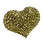 Crystal Pave Beautiful Heart Stretch Adjustable Ring Valentine Gold Green RG00145AQGN