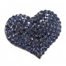 Crystal Pave Beautiful Heart Stretch Adjustable Ring Valentine Hematite Blue RG00145HMBL