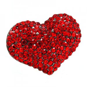 Crystal Pave Beautiful Heart Stretch Adjustable Ring Valentine Hematite Red  RG00145HMRD