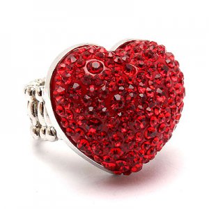 Bubbly Crystal Rhinestone Heart Stretch Adjustable Ring Valentine Silver Red  RG00146RDRD