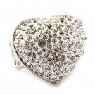 Bubbly Crystal Rhinestone Heart Stretch Adjustable Ring Valentine Silver Clear RG00146RDCL