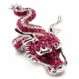 Dragon Fuchsia Pink Clear Crystals Silver Animal Stretch Adjustable Fashion Ring  RG00120RDPK