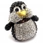 Penguin Crystal Rhinestone Stretch Adjustable Ring Animal Sparkle Silver Black  RG00147RDBK