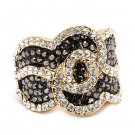 Stunning Chic Crystal Rhinestone Stretch Adjustable Cocktail Ring Gold Black  RG00149GDBK