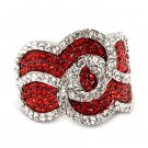 Stunning Chic Crystal Rhinestone Stretch Adjustable Cocktail Ring Silver Red  RG00149RDRD