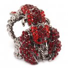 Scorpion Double Band Crystal Rhinestone Stretch Adjustable Cocktail Ring Red  RG00153HMRD