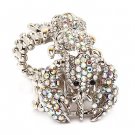 Scorpion Double Band Crystal Rhinestone Stretch Adjustable Cocktail Ring Silver  RG00153RDAB