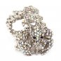 Scorpion Double Band Crystal Rhinestone Stretch Adjustable Cocktail Ring Silver  RG00153RDAB