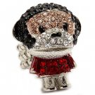 Monkey Crystal Rhinestone Stretch Adjustable Fashion Cocktail Ring Silver Multi  RG00155RDMT