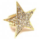 Stunning Sparkling Star Crystal Rhinestone Fashion Stretch Ring Gold Clear  RG00095-GD