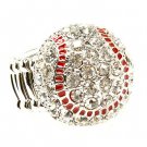 Sport Soccer Ball Crystal Rhinestone 20mm Stretch Adjustable Ring Silver Clear  RG00157SCRDCL