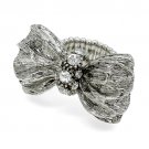 Stunning Ribbon Bow Crystal Rhinestone Chunky Fashion Stretch Ring Silver Clear RG00159ASCL