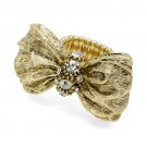 Stunning Ribbon Bow Crystal Rhinestone Chunky Fashion Stretch Ring Gold Clear  RG00159AGCL