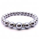 Bridal Wedding Pearl Crystal Pave Rings Bracelet Gray  BR00298-GY