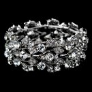 Bridal Jewelry Crystal Rhinestone Floral Leaf Vine Stretch Bracelet Silver Clear  BR00304RDCL