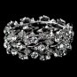 Bridal Jewelry Crystal Rhinestone Floral Leaf Vine Stretch Bracelet Silver Clear  BR00304RDCL