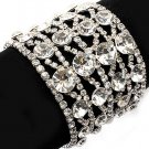 Bridal Wedding Jewelry Crystal Rhinestone 4 Rows Wide Bracelet Silver Clear  BR00317RDCL