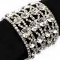 Bridal Wedding Jewelry Crystal Rhinestone 4 Rows Wide Bracelet Silver Clear  BR00317RDCL