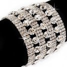 Bridal Wedding Jewelry Crystal Rhinestone Extra Wide Stunning Bracelet Silver  BR00321RDCL