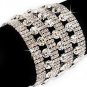 Bridal Wedding Jewelry Crystal Rhinestone Extra Wide Stunning Bracelet Silver  BR00321RDCL