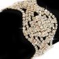 Bridal Wedding Jewelry Crystal Rhinestone Classic Wave Design Wide Bracelet Gold  BR00322GDCL