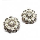 Bridal Wedding Crystal Pearl Cluster Clip On Earrings ER00358-FL
