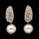 Bridal Wedding Crystal Rhinestone Pearl Drop Dangle Earrings Gold Clear Cream  ER00393GDCLCM