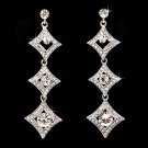 Bridal Wedding Crystal Rhinestone Diamond Link Linear Drop Earrings Silver Clear  ER00395RDCL