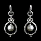 Bridal Wedding Jewelry Austrian Crystal Pearl Dangle Drop Earrings Silver White  ER00401RDCLWT