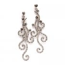Bridal Wedding Jewelry Crystal Rhinestone Swirl Long Dangle Earring Silver Clear  ER00406RDCL