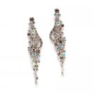 Bridal Wedding Jewelry Crystal Rhinestone Vintage Long Dangle Earring Silver  ER00407RDCLAB