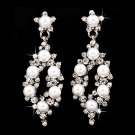 Bridal Wedding Jewelry Crystal Rhinestone Pearl Elegant Dangle Earrings Silver  ER00414RDCLWT