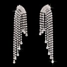 Bridal Wedding Jewelry Crystal Rhinestone Drapery Design Drop Earrings Silver  ER00417RDCL