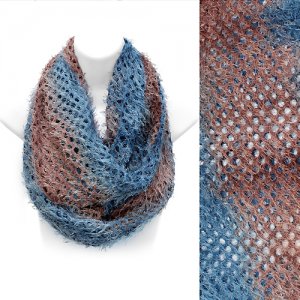 Duo Tone Ombre Furry Loop Infinity Beautiful Fashion Scarf Brown Blue  SF00283BRBL