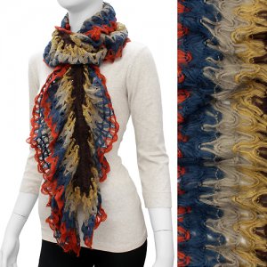 Gorgeous Unique Multi Color Ruffle Knit Fashion Scarf Brown SF00278CF