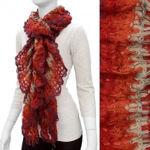 Gorgeous Unique Multi Color Ruffle Knit Fashion Scarf Red SF00278RD