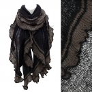 Duo Tone Elastic Style Ruffle Edge Trim Fashion Scarf Black SF00281BK