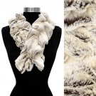 Duo Tone Soft Faux Fur Ruffle Side Pull Through Fashion Scarf (Brown) SF00288BR