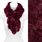 Solid Soft Faux Rabbit Fur Ruffle Pull Through Cold Weather Fashion Scarf (Burgundy) SF00284BU