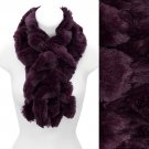 Solid Soft Faux Rabbit Fur Ruffle Pull Through Cold Weather Fashion Scarf Purple SF00284PU