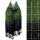 Beautiful Chic Black Ombre Woven Fringe Fashion Scarf Green  SF00285GN