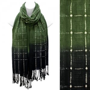 Beautiful Chic Black Ombre Woven Fringe Fashion Scarf Green  SF00285GN