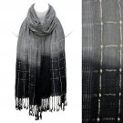 Beautiful Chic Black Ombre Woven Fringe Fashion Scarf Gray  SF00285GY
