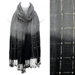 Beautiful Chic Black Ombre Woven Fringe Fashion Scarf Gray  SF00285GY