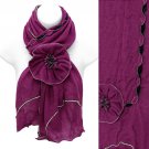 Beautiful Hand Crafted Flower Corsage Decorated Cold Weather Fashion Scarf Pink SF00286FU