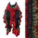Multi Tone Ruffle Knit Cold Weather Fashion Scarf Orange Red    SF00287ORRD
