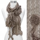 Gorgeous Floral Decorated Lightweight Lace Fashion Scarf Taupe SF00290TP