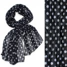 Adorable Sweet Polka Dot Pattern Lightweight Fashion Scarf Black SF00293BK